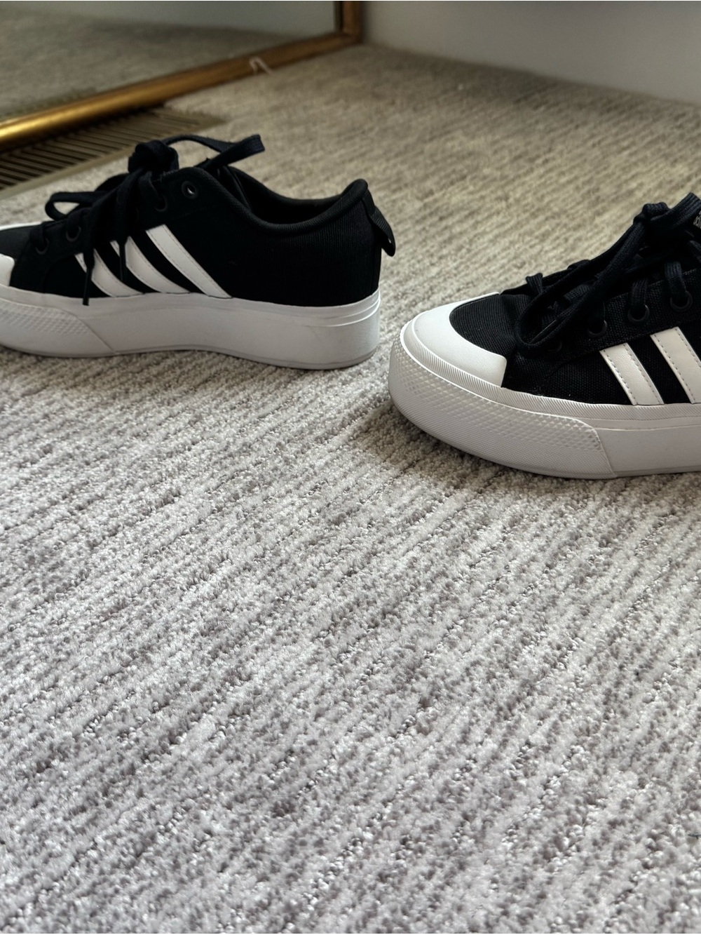 adidas Black and White Platform Lace-Up Sneakers - Picture 5 of 8